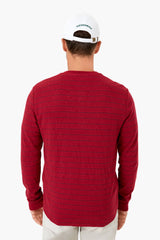Rhubarb Navy Stripe Double Knit Henley