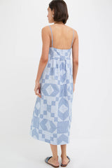 Blue Helmi Striped Shirting Midi Dress