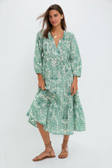 Misty Jade Blossom Long Sleeve Salty Paloma Caftan