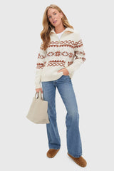 Whitecap Grey Fairisle Cai Half Zip