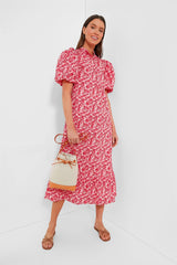 Pink and Red Floral Mimi Midi Dress