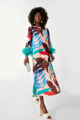Vibrant Palm Feather Jamie Dress