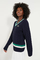 Marine Classic Cable Knit Tennis Sweater