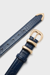 Navy Croc-Embossed Western Belt