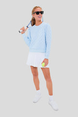 Light Blue Puff Sleeve Quilted Stretch Campbell Pullover