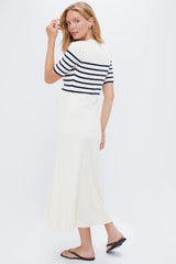 Ivory and Navy Stripe The Kaitlyn Dress