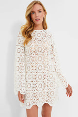 White Lakshmi Embroidery Longsleeve Tunic Dress