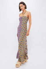 Earthy Patchwork Pietro Silk Maxi Dress