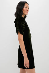 Olive Velvet Norabelle Short Sleeve Mini Dress