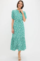 Green Micro Floral Frannie Maxi Dress