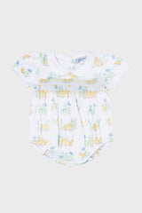 Chicks Print Smocked Bubble