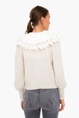 White Hazel Eyelet Long Sleeve Sweater