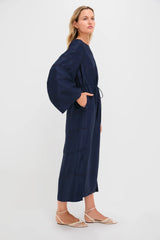 Navy Ribbon Caftan Dress