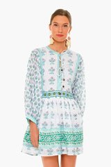 Provence Floral Tie Front Balloon Sleeve Dress