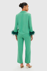 Green Bow Pajama Set with Detachable Feathers