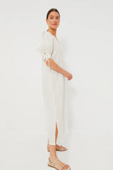 White and Pink Rose Garden Linen Dress