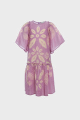 Lilac Thea Tie Dye Print Flutter Sleeve Dress