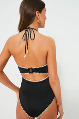 Black Lemika Crochet Halter Neck One Piece