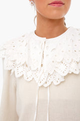 White Hazel Eyelet Long Sleeve Sweater