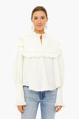 Cream Stan Sandwashed Longsleeve Quilted Top