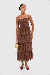 Sepia Lace Leina Midi Dress