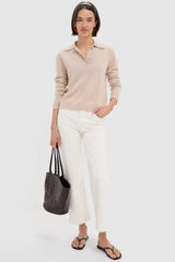 Sandstone Cashmere Cassidy Polo Sweater