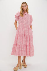 Red & White Quatrefoil Bennett Maxi Dress