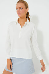 White Long Sleeve Performance Cotton Harrison Polo