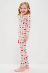Pink Small Hearts Kids Bamboo Pj Set
