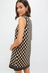 Onyx and Camel Knit Geo Marie Dress