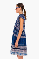 Navy Brigitte Border Mini Dress