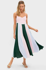 Pink, Green and Blue Striped Baxter Maxi Dress