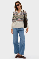 Egg Shell Fair Isle Elodie Sweater