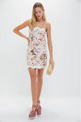 Pink Floral Acacia Scallop Mini Dress