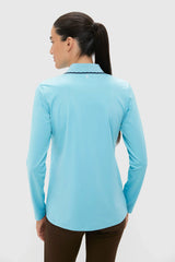 Milky Blue Long Sleeve Performance Jersey Caroline Polo