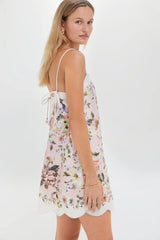 Pink Floral Acacia Scallop Mini Dress