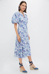 Steel Blue Floral Brody Midi Dress