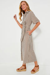 Brown Gingham Seersucker Zacara Dress