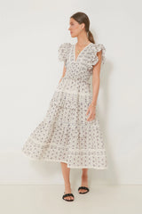 Lilac Yvonne Print Flutter Sleeve Dress