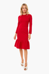 Red Long Sleeve Lena Dress