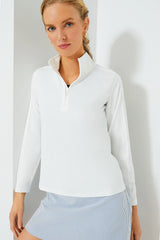 White Performance Jersey Carver Quarter Zip Tee