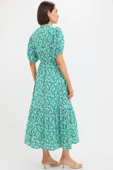 Green Micro Floral Frannie Maxi Dress