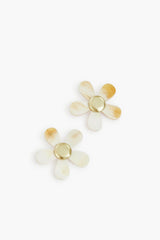 Exclusive White Daisy Horn Studs