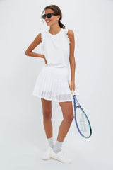 White Performance Jersey Ruffle Lea Tank