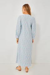Blue Ikat Zipper Zadie Maxi Dress
