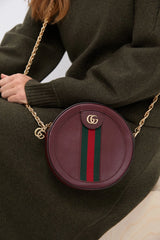 Gucci Red Mini Round Ophidia Leather Crossbody Bag
