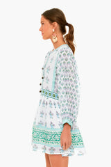 Provence Floral Tie Front Balloon Sleeve Dress