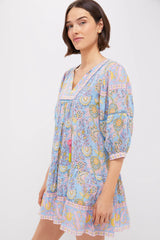 Blue Yellow Printed Zoe Mini Dress