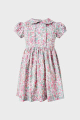 Pink Leafy Floral Frill Dress