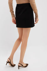 Black Button-Front Frances Skirt